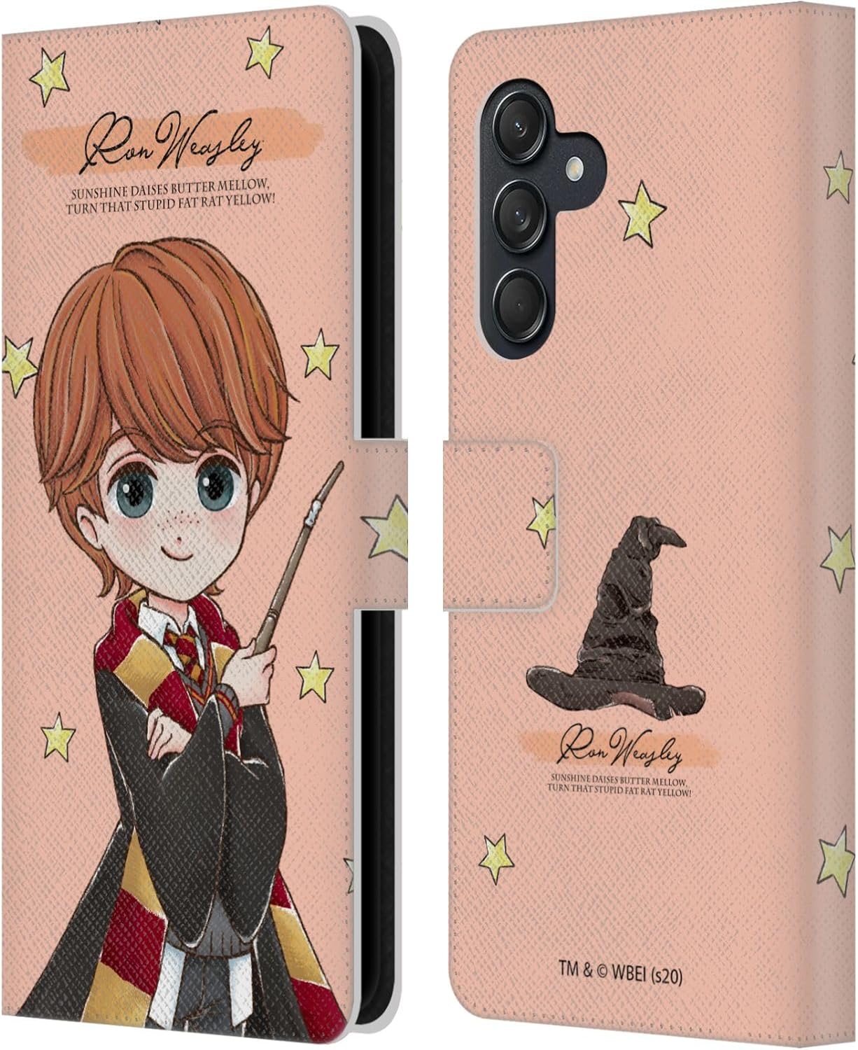 Head Case Designs Officially Licensed Harry Potter Ron Weasley Deathly Hallows XXXVII Leather Wallet Case Compatible with Samsung Galaxy M55 5G