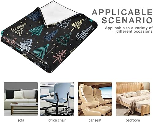 Miniatura 4 de Christmas Tree Black Soft Throw Blanket, Flannel Spring Flannel Fleece Blanket Adults Kids Sofa Throws 60x90 Inches