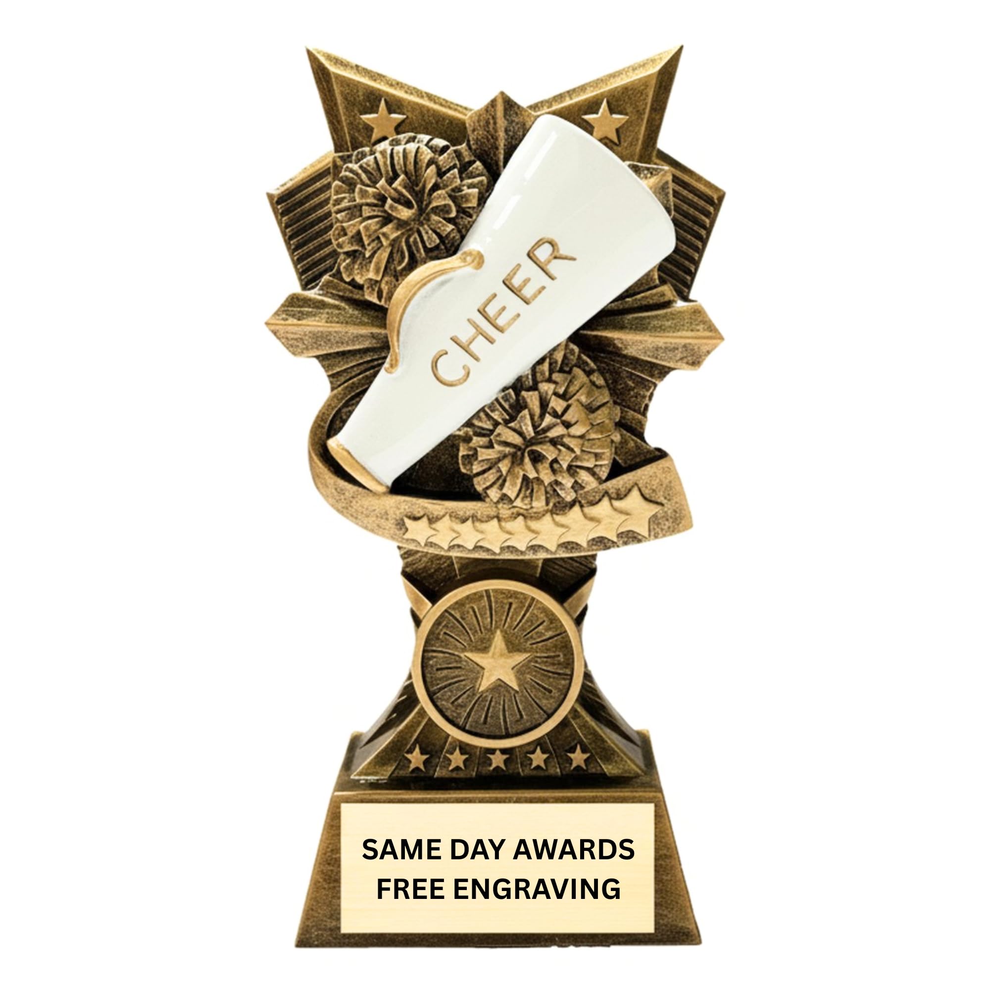Trofeo Victory - Statuetta in resina da 15,2 cm, per baseball, aquila, basket, calcio, tennis, bowling, cheerleader, golf, softball, pickleball, pallavolo accademico, incisione
