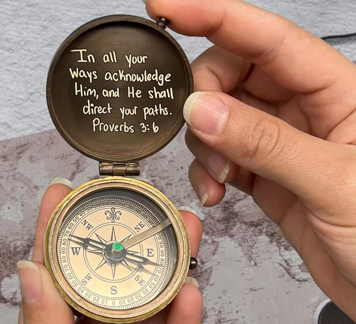 Brass Compass for Religious Gifts, Confirmation Gifts, Baptism Gifts, Best Easter, Christian Gifts for Men, Catholic Gifts, Birthday Gifts, Gifts for Teen Age, Graduation Gifts.