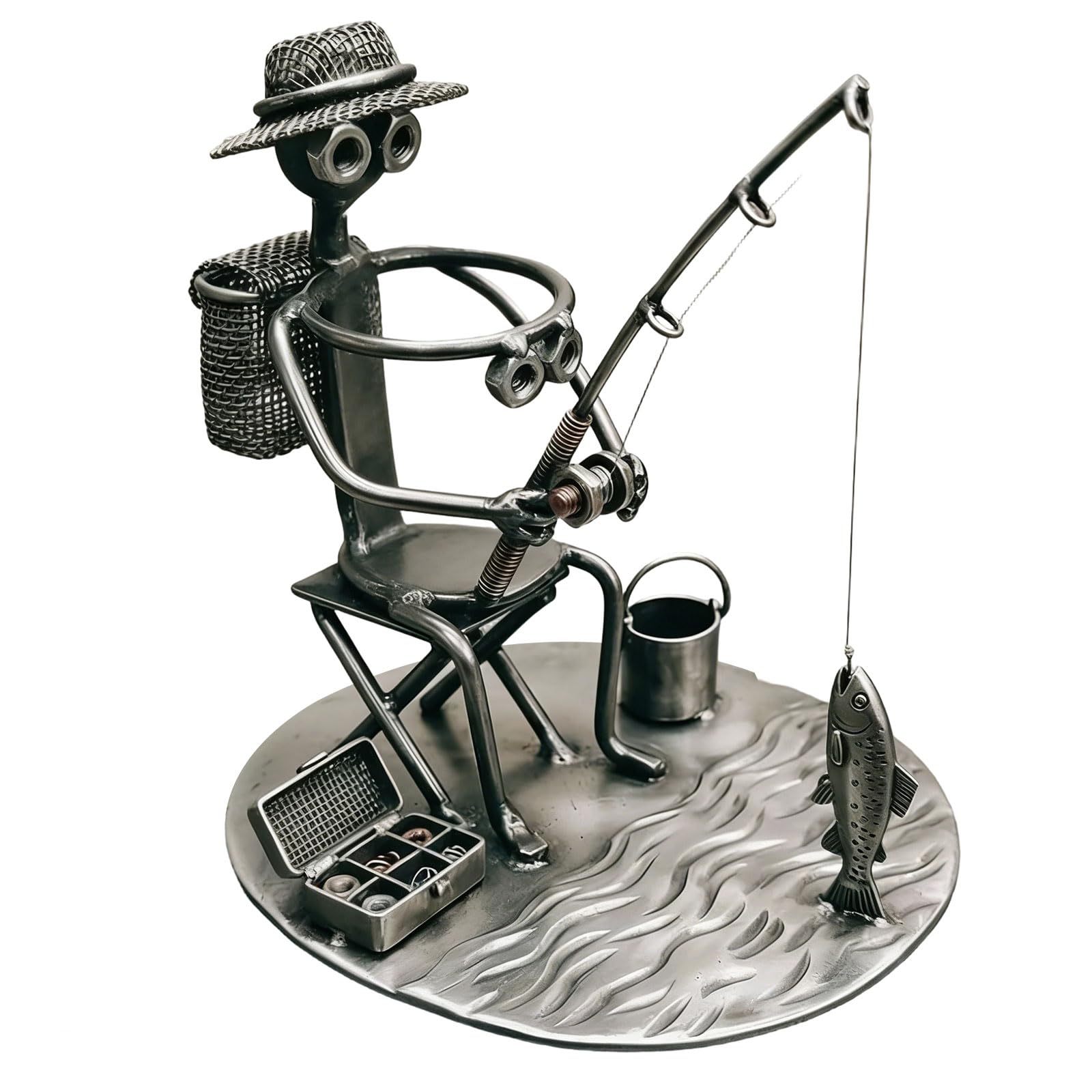Figurines de pêche et présentoir en métal robuste pour décoration de la maison