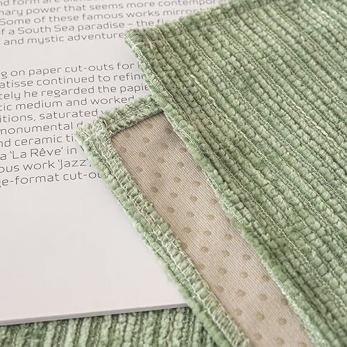 Miniatura 7 de vctops funda de sofá de chenilla suave con textura de tejido a rayas de color sólido, funda seccional para sofá lavable antideslizante para perros y