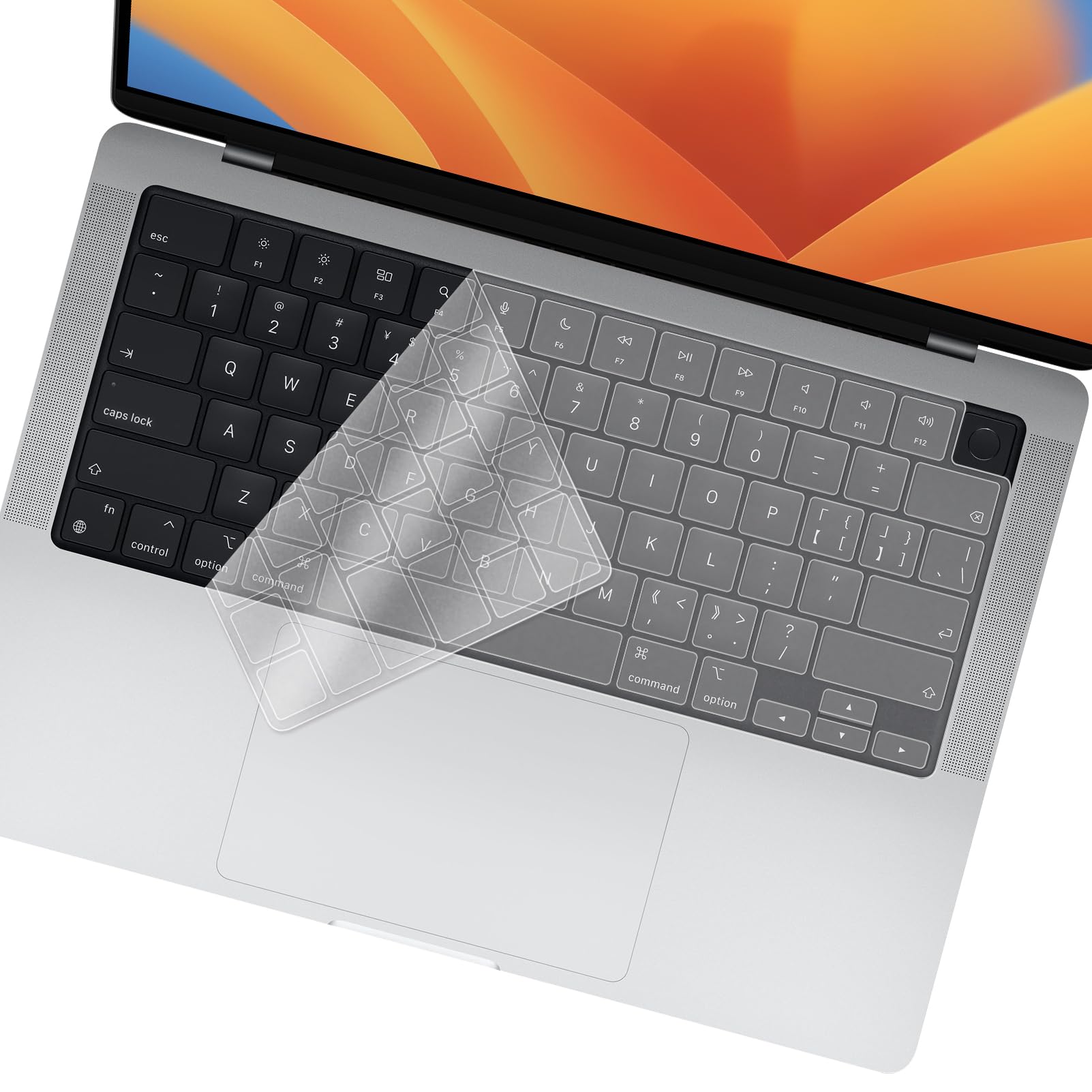 F FORITO Ultra Thin TPU Keyboard Cover Protector Compatible with 2021-2023 M1/M2/M3 Pro/Max MacBook Pro 14/16 A2442 A2485 A2779 A2780, MacBook Air 13/15 A2681 A2941, Clear