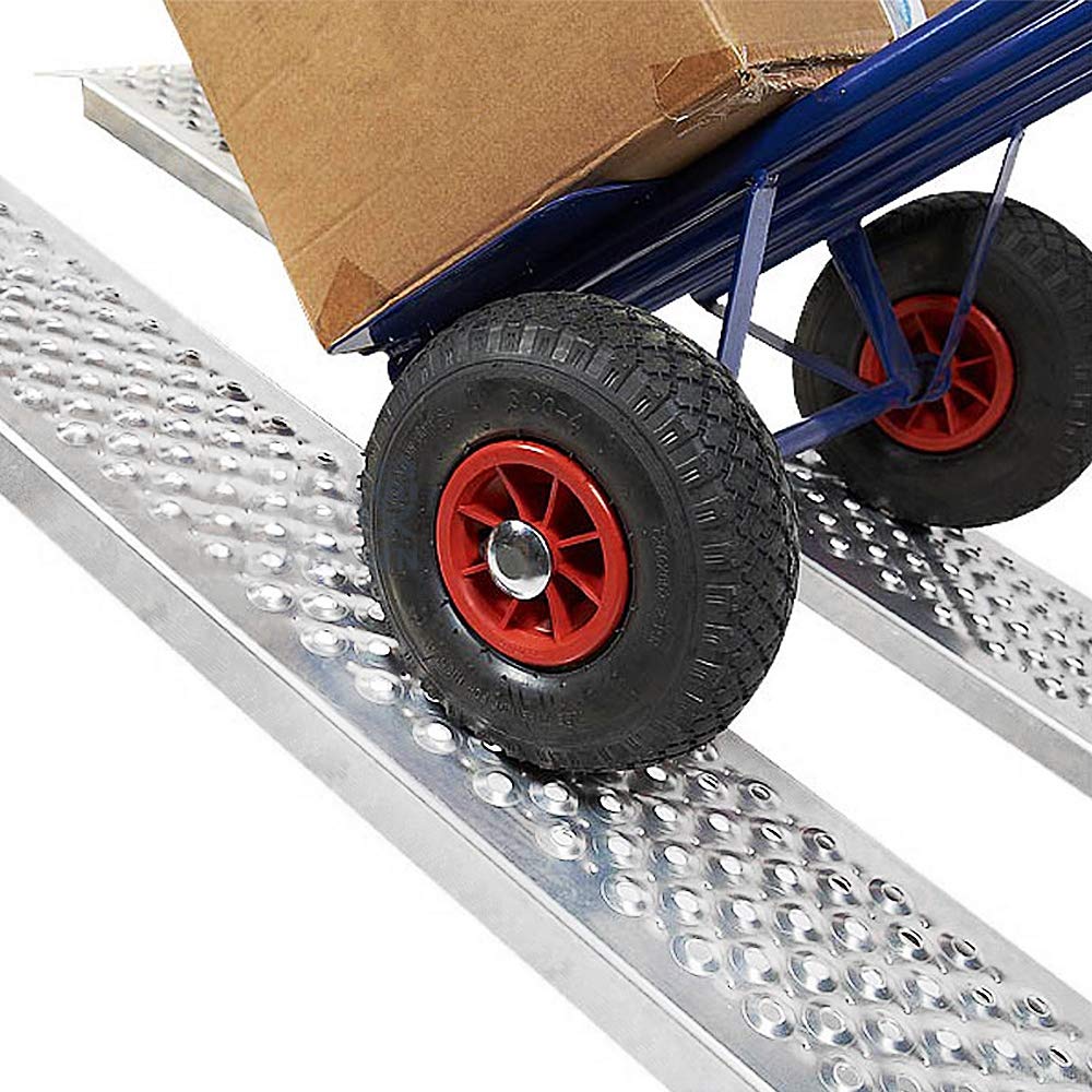 2X Rampa de Carga hasta 400 kg Rampa de Carga Antideslizante de Acero Galvanizado para Remolque de Motocicleta de Automóvil - 160 cm, Plata