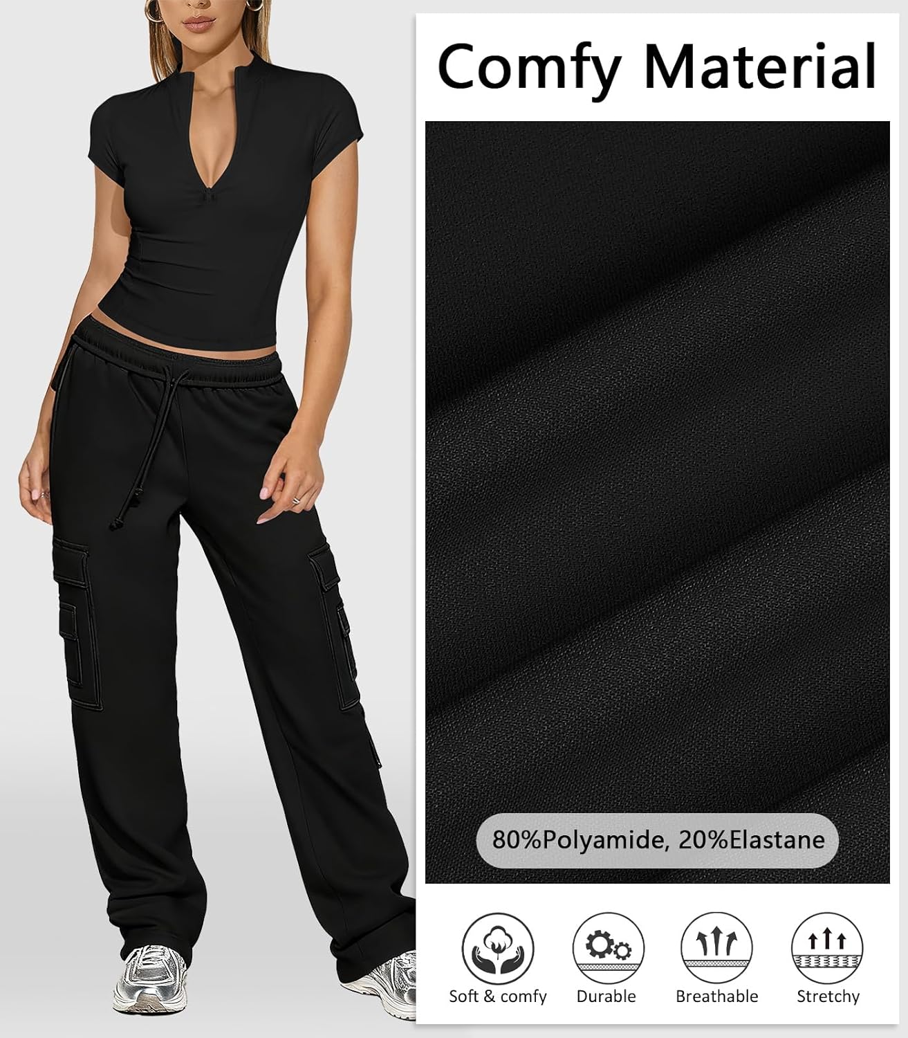 Womens Short Sleeve Workout Tops for Women Half Quarter Zip Athletic Pullover Tee Golf Shirt Slim Fit Yoga Gym Crop Top - Image 4