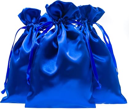 Knitial 50 Pack 4" x 6" Blue Satin Gift Bags with Drawstring, Jewelry Pouches, Wedding Favor Bags for Baby Shower Birthday Party Small Business