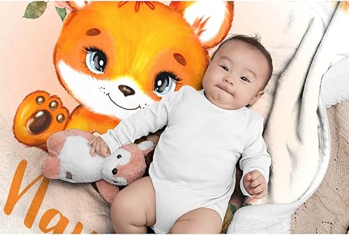 Miniatura 358 de Manta personalizada con diseño de jirafa y elefante, manta de franela suave, acogedora y ligera con nombre para sofá, cama, sofá, regalo, unisex