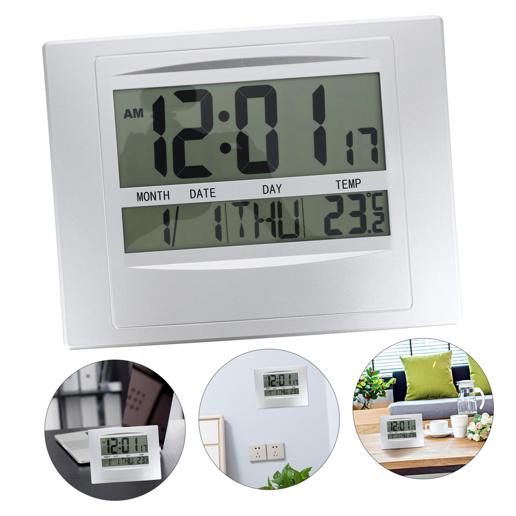 PRETYZOOM Misuratore Di Temperatura E Umidità Preciso Orologio Digitale Con Calendario E Supporto Per Casa Ufficio E Hotel
