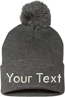 INK STITCH Sp15 Pom Pom Customized Custom Beanies - 28 Colors (Dark Grey)