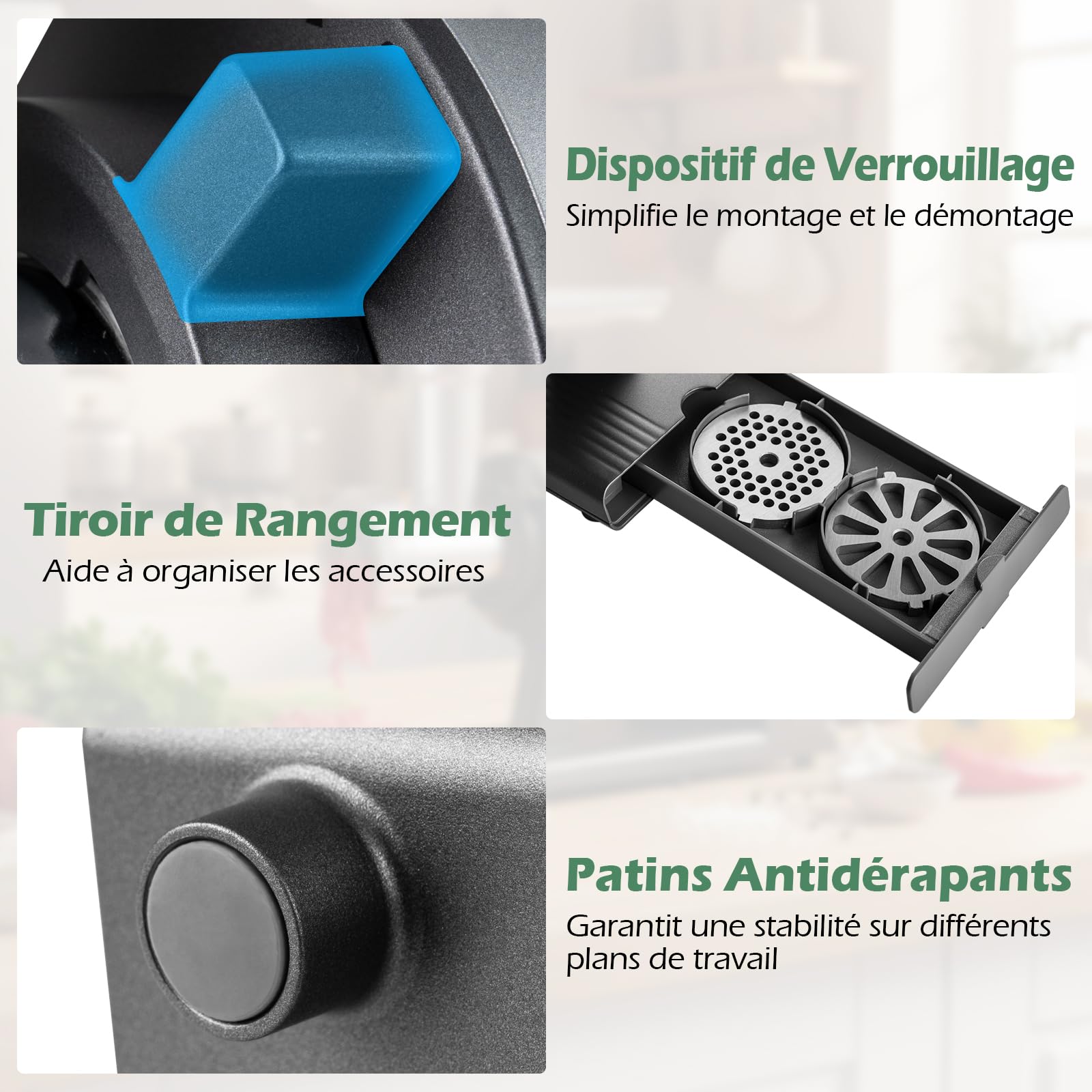 RELAX4LIFE Hachoir à viande électrique 2000 W en aluminium 3-en-1