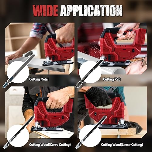 Miniatura 7 de Sierra de calar inalámbrica sin escobillas para batería Milw-aukee de 18 V (solo herramienta), 5 velocidades variables de hasta 2700 RPM, luz LED,