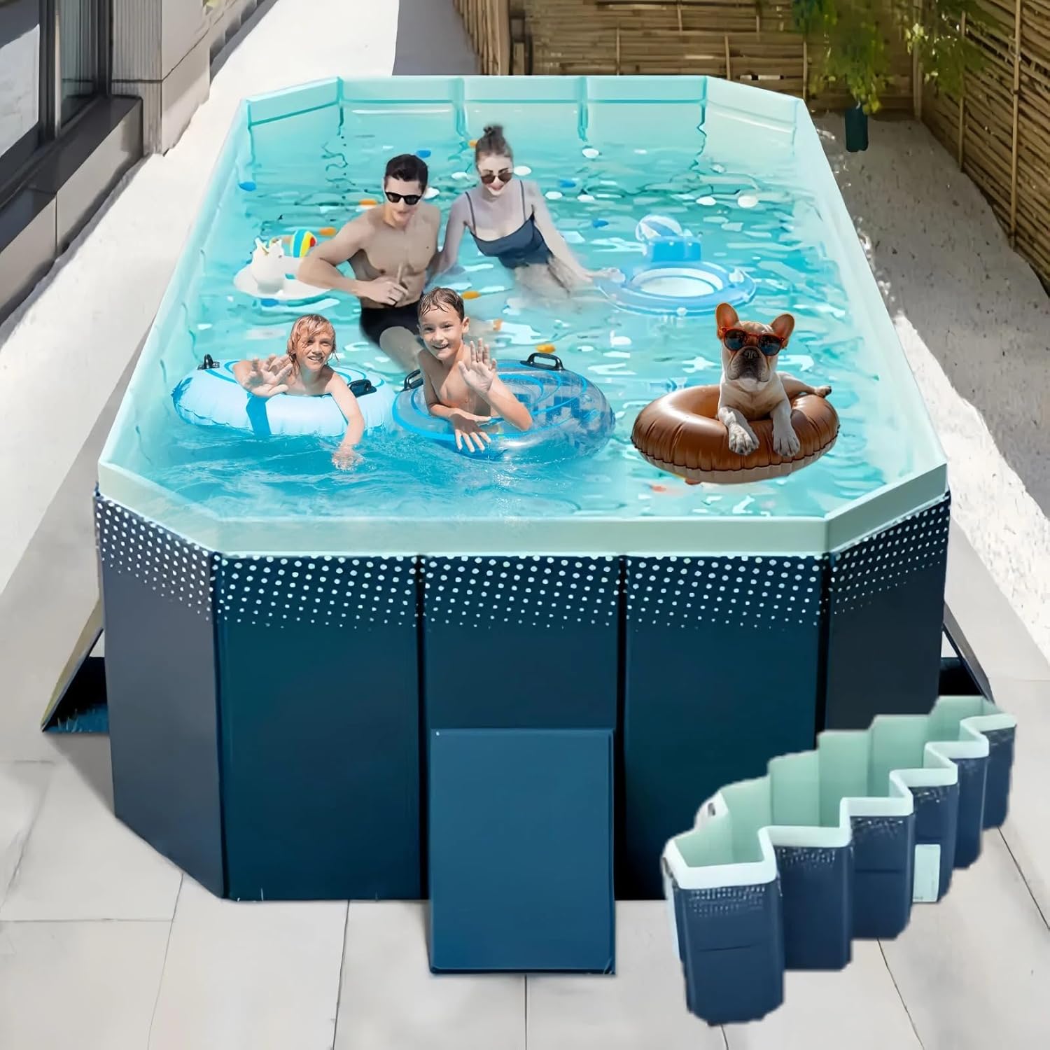 Amazon.com: 112.59x65.74x19.68inch Foldable Swimming Pool for