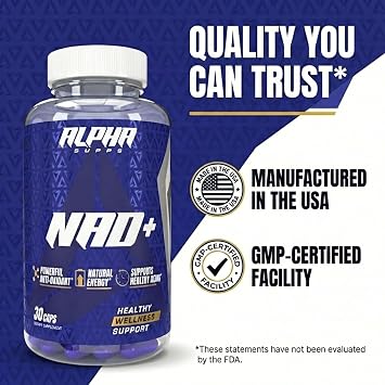 Alpha Supps NAD+ Resveratrol - NMN & NMNH Supplement Alternative - Advanced NAD Plus Antioxidant Formula - Supports Cellular Vitality, Healthy Aging, Energy & Longevity - Ideal for Men & Women