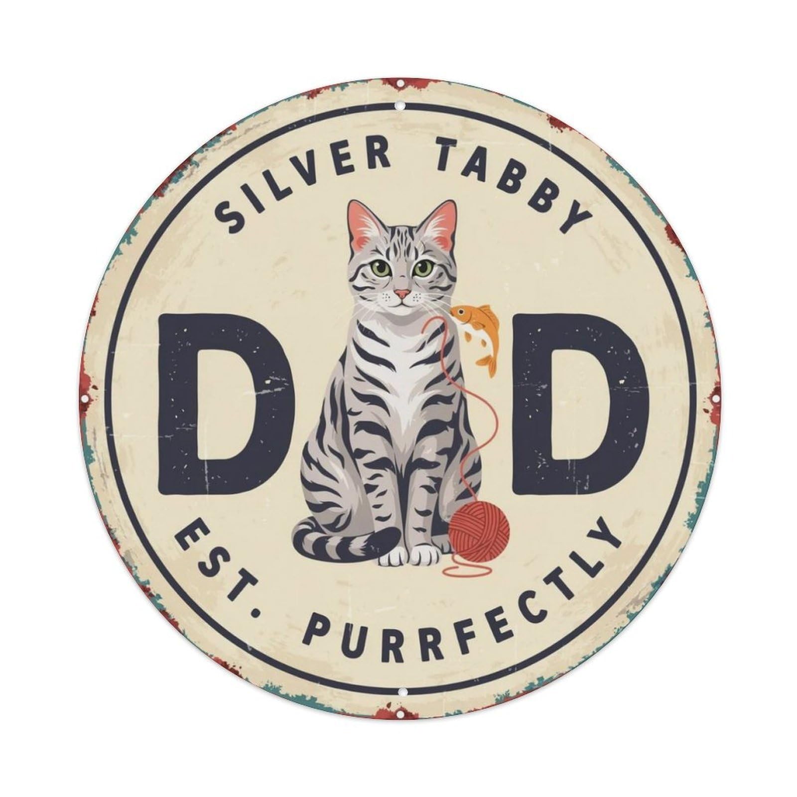 Silver Tabby Dad Metal Tin Sign Plaque