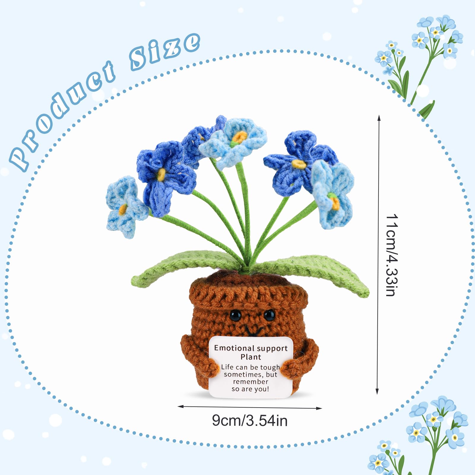 TOYMIS Positive Forget-Me-Not Flower, Crochet Doll Emotional