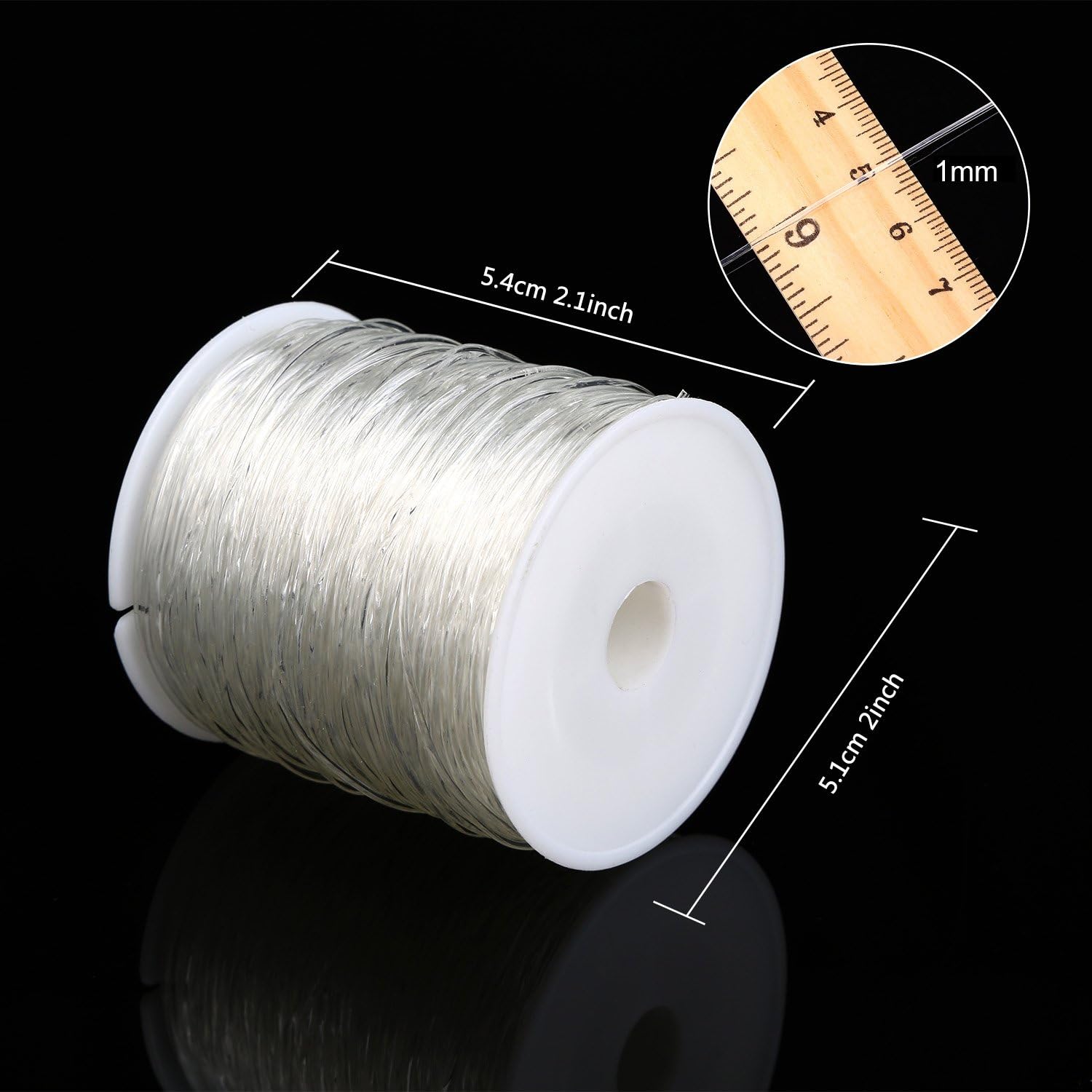 Bememo Elastic Clear Beading Thread Stretch Polyester String Cord for Jewelry Making and Crafts (1 mm, 80 Meters)