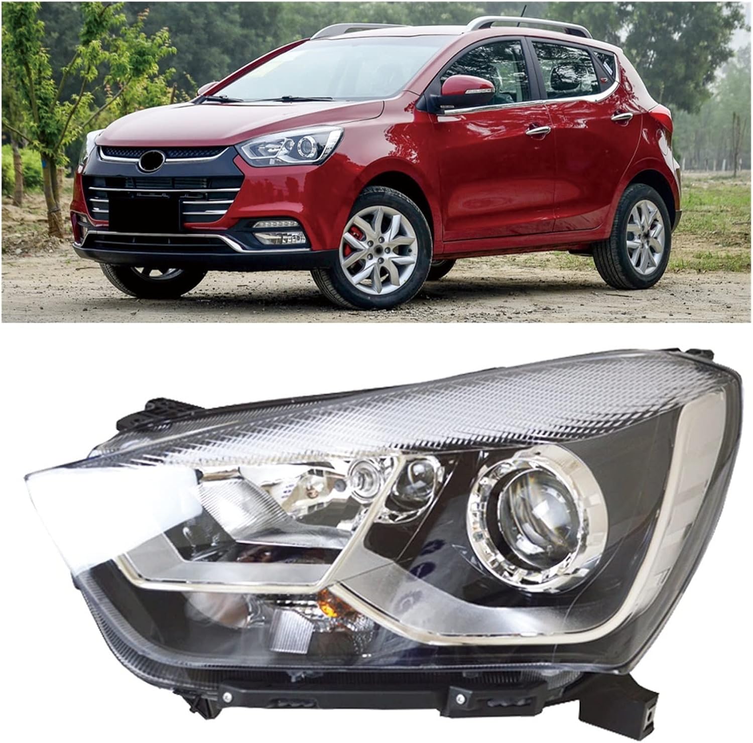 Front Bumper Headlight Headlamp Head Light Head Lamp Assembly Compatible With JAC Refine S2 2015 2016 2017(Left side)
