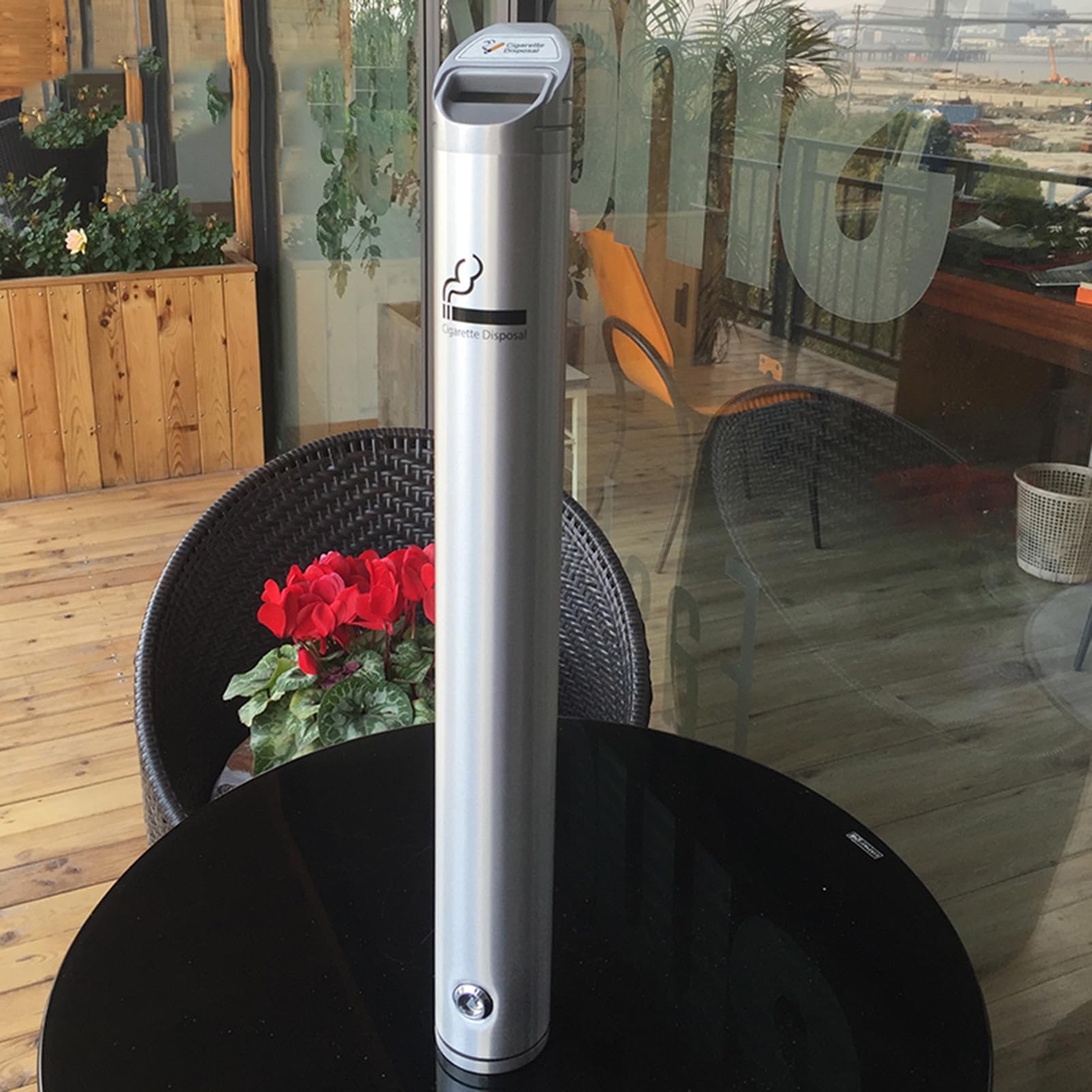 JYHHGDS Outdoor Ashtray Wall Mounted Space Saving Commercial Cigarette Bin Lockable Metal Ash Tray for Pub Office Restaurant Bar