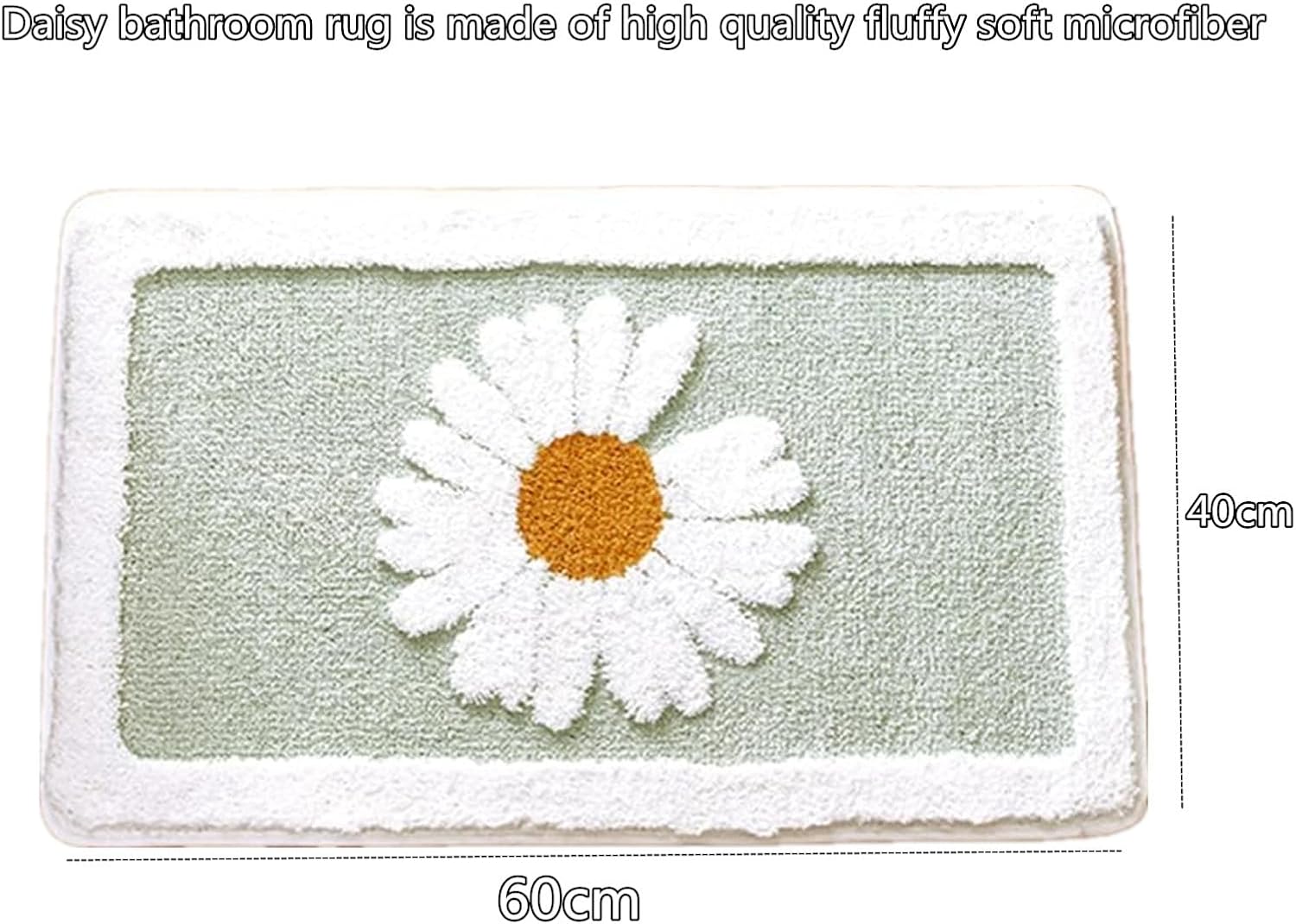 Bathroom Rug Daisy Cute Bath Mat Soft Non Slip Absorbent Mat Reusable Machine-Washable Home Decor for Bathroom Shower (17.8”x25.6”Green)