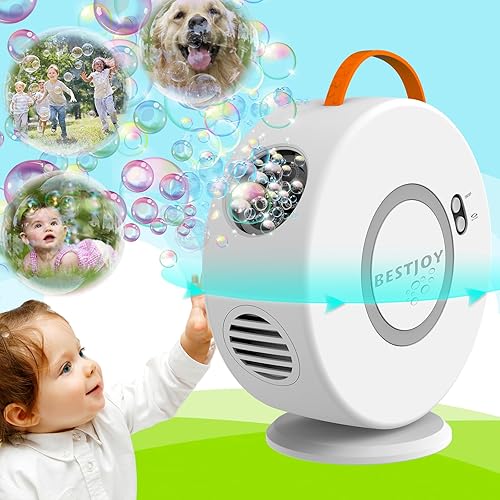 Bubble Machine for Kids Toddlers Ages 1-3-5, Rechargeable Bubbles Blower Maker for Christmas Birthday Parties, Automatic Rotating 90°&360° Bubble Toys
