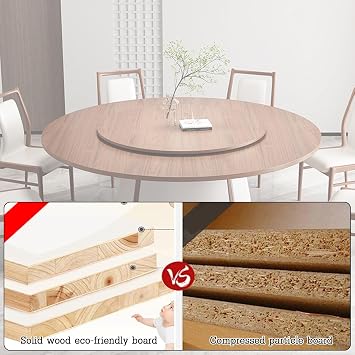 Large Round Table Top Foldable Design HeavyDuty Round Foldable Table Top for Banquet, Party & Patio, SpaceSaving Solid Board Surface for Indoor & Outdoor Use(Wood,1.5m)
