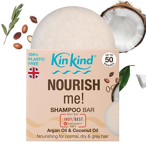Miniatura 8 de KinKind NOURISH Me! Barra de champú sólida, cabello normal, seco y gris, aceite de coco y argán, barra de champú de viaje para cabello, hasta 50