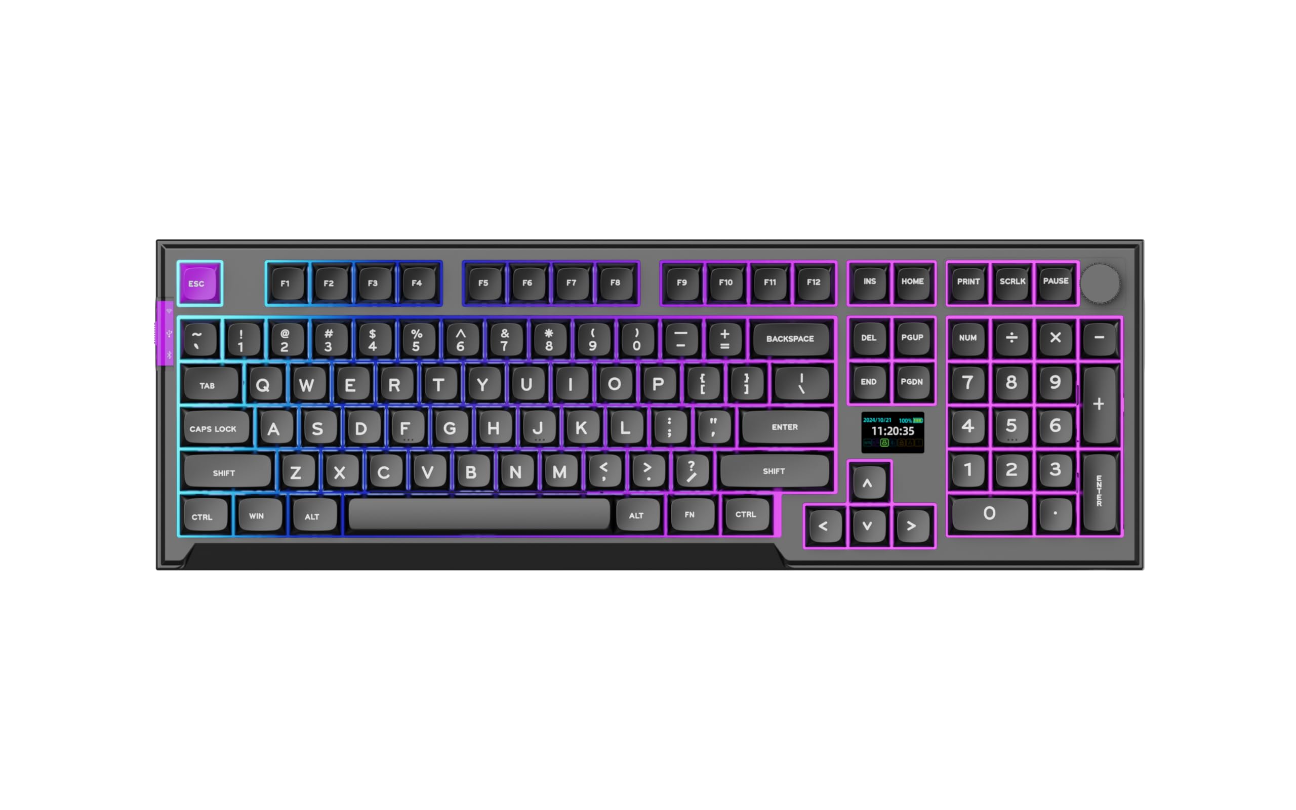 PREYON Klawiatura Mechaniczna Gamingowa Bezprzewodowa i USB Keyboard do Komputera PC RGB Numpad QWERTY 2,4 GHz USB Ciche Klawisze 800h Bateria Przełączniki Red - Silent Claw