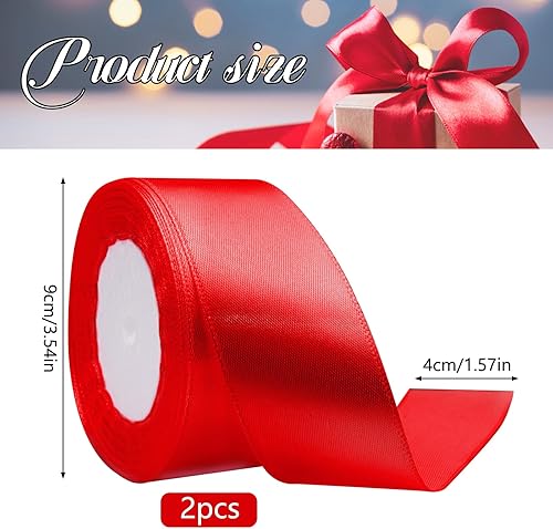 Miniatura 2 de 2 rollos de cintas de satén rosas de 25 yardas y 1-12 pulgadas de ancho, cinta de tela de color sólido para manualidades, lazos, bodas, envoltura de