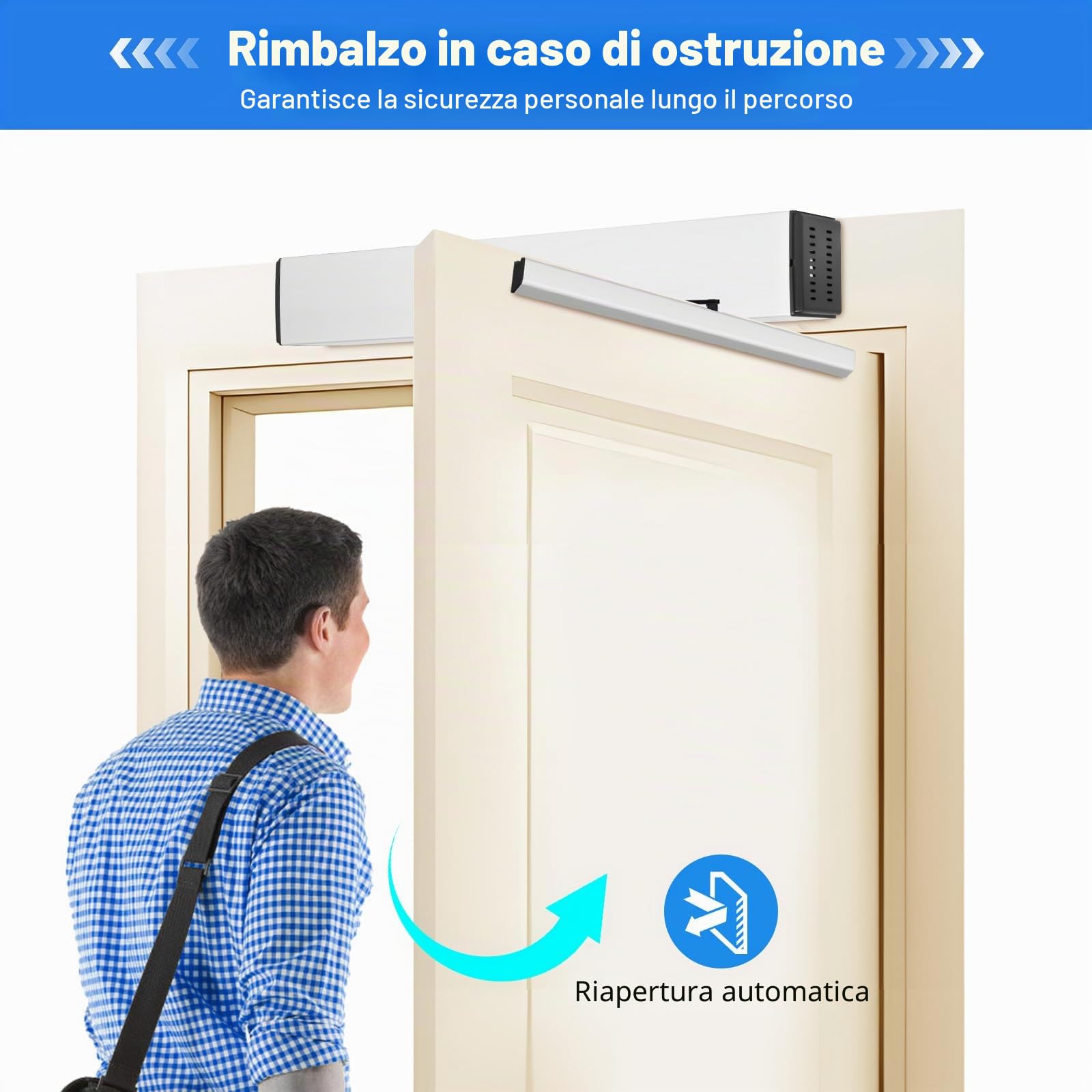 Interruttore automatico per porta a battente con telecomando per porte elettriche, chiudiporta elettrica chiudiporta a battente, modalità manuale/automatica per porte in legno, porte in acciaio