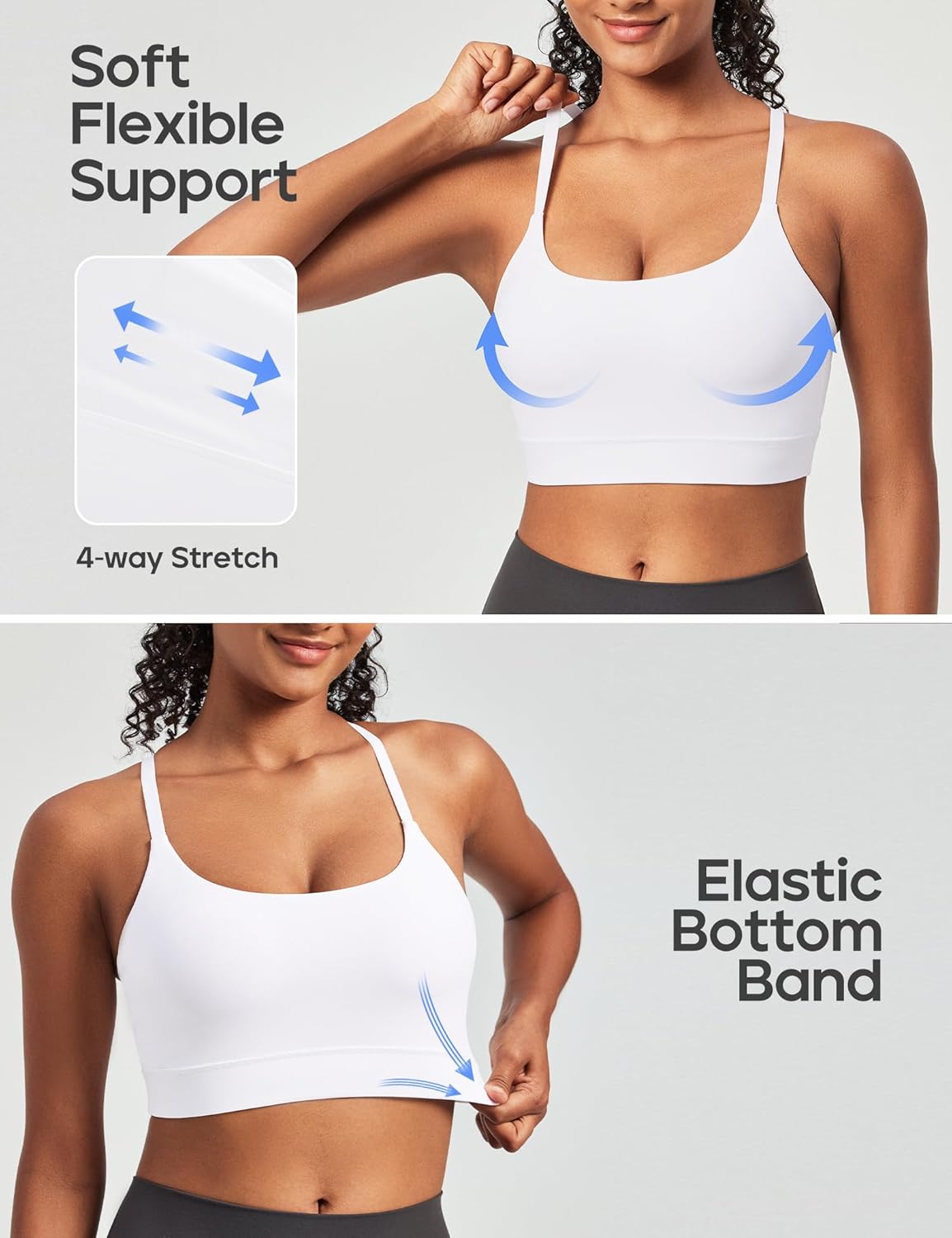 Heathyoga Sports Bras for Women Adjustable Strappy Sports Bra Y-Back Low Impact Racerback Workout Bra with Removable Pads - Image 3