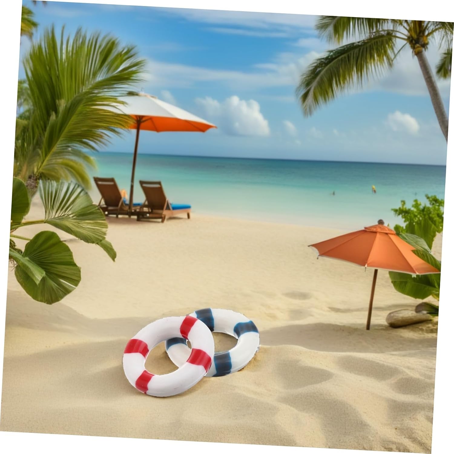12 Pcs Miniature Nautical Swim Figurines Tiny Resin Life Buoy Decorations for Beach Themed Parties Dollhouses and Coastal Home Decor