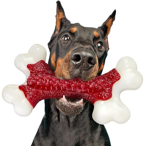 Kseroo Tough Dog Toys, Toys for Aggressive Chewers Large Breed, Chew Dogs, Bone Toy Nylon Dogs Almost Indestructible - Beef - 1 Count (Pack of 1)