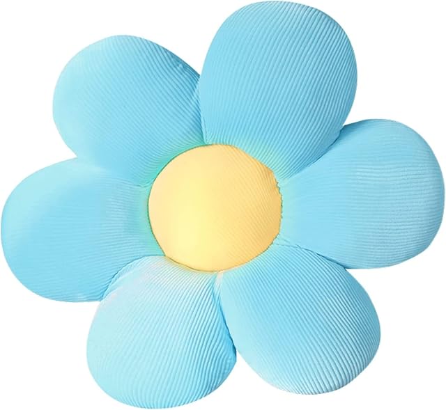 LANFIRE Flower Throw Pillow Seating Cushion Floor Pillow Cushion Flower Shape Bed Sofa Chair Car Seat Nap Throw Cushion (15 inch, Blue)