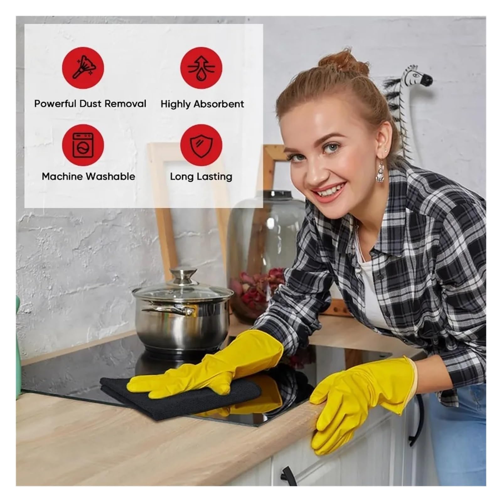 24-Pack Lint-Free Microfiber Cloths - 12x16 Inch Towels for Car Detailing Kitchen Home Cleaning — view 6