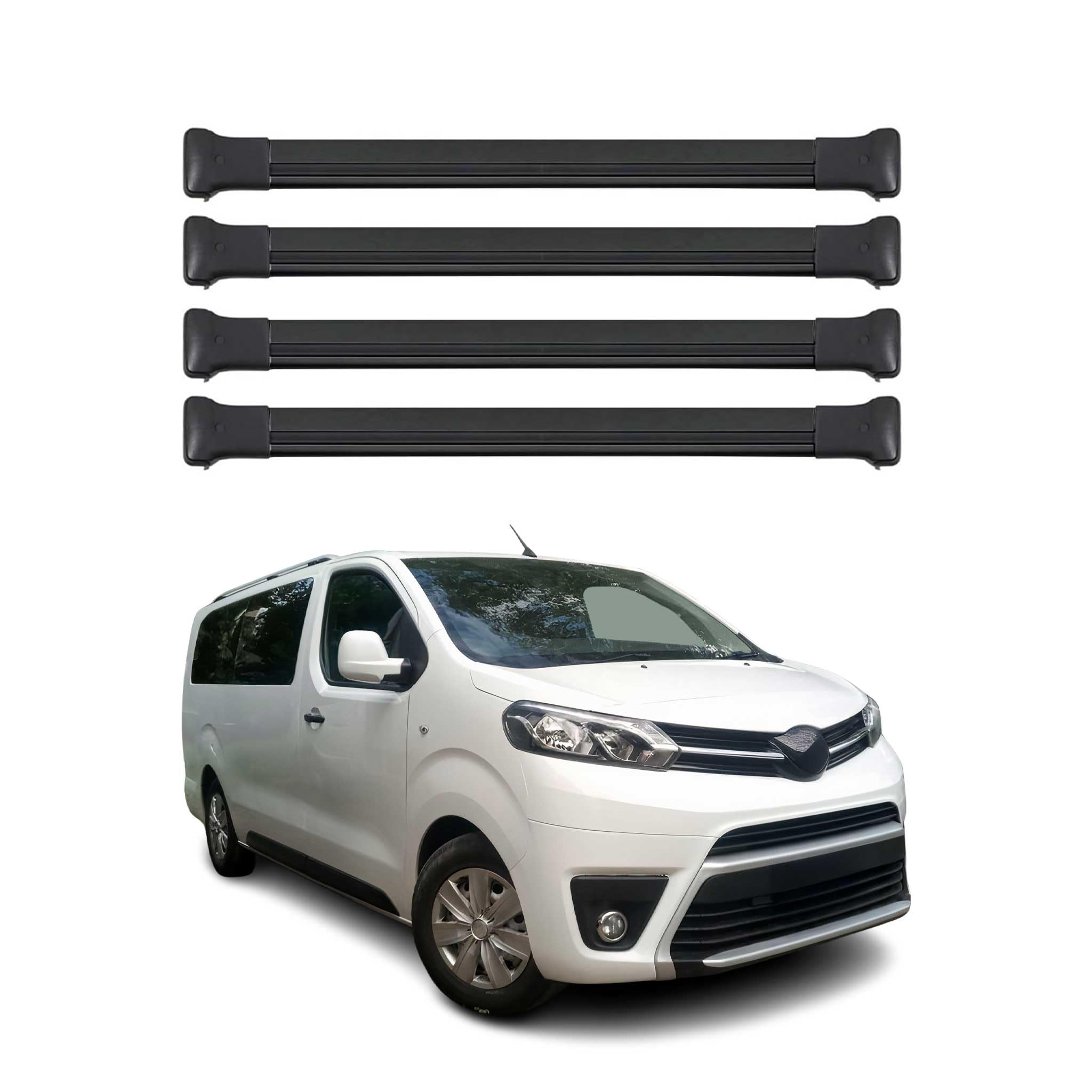 OMAC Barre portatutto in alluminio per Toyota Proace/Proace Verso 2016-2026 - Carico massimo 75 kg - 2 barre nere