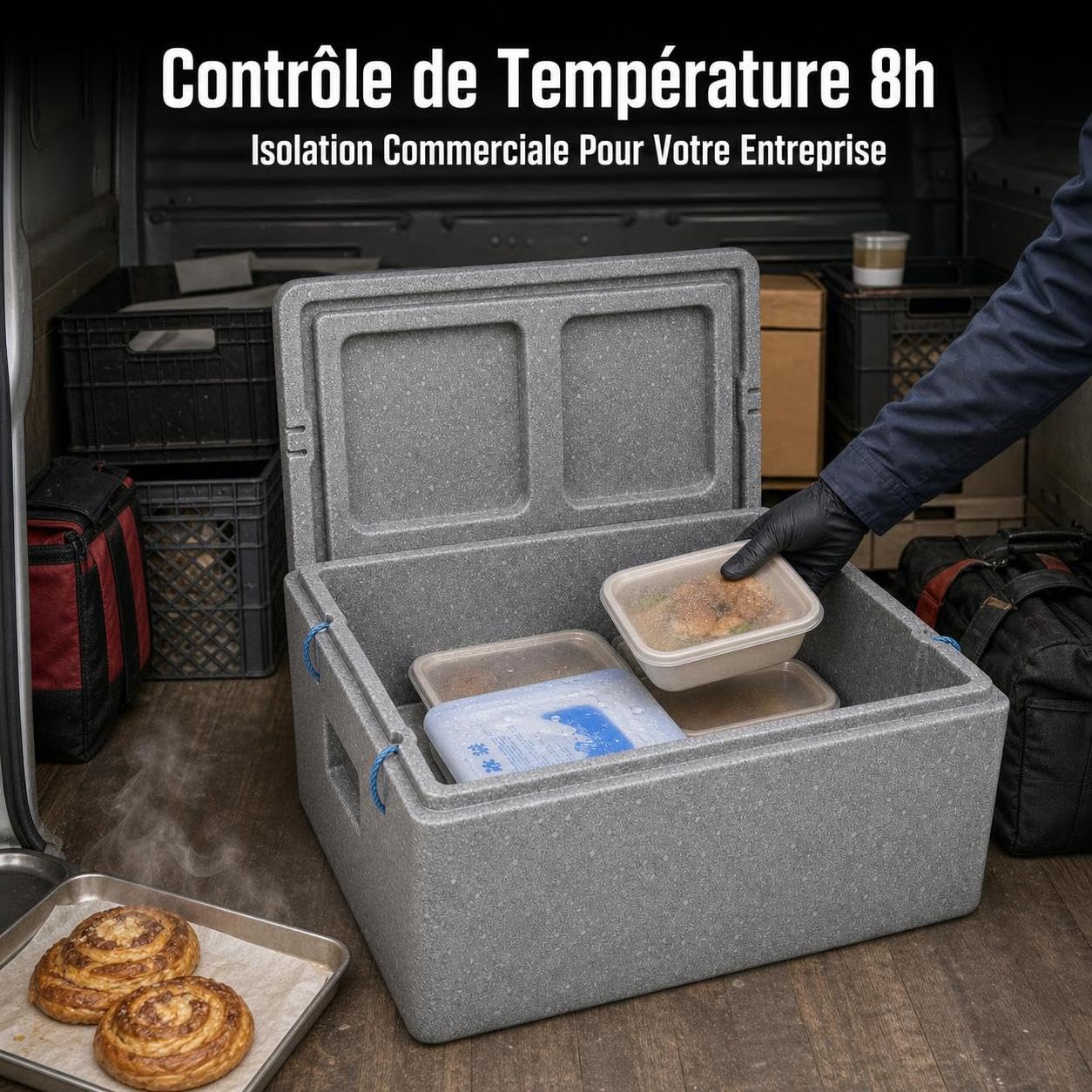 Glacière Professionnelle, Boîte Isotherme pour Transport Alimentaire et Traiteur, pour Le Transport