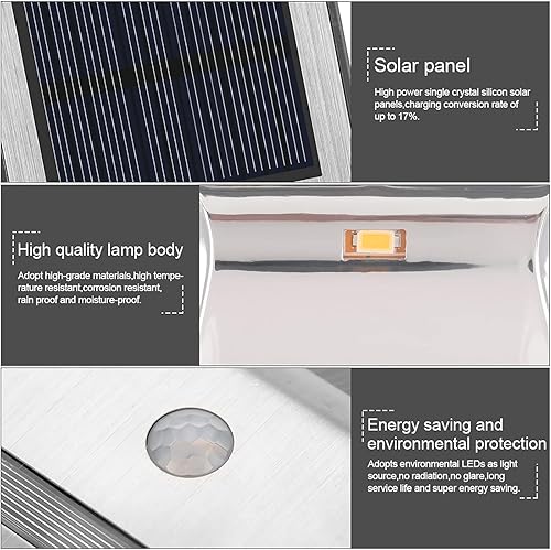 Miniatura 5 de Zerodis Luz solar de pared, fuente de luz LED, ahorro de energía, energía solar, a prueba de calor, lámpara con sensor de movimiento para