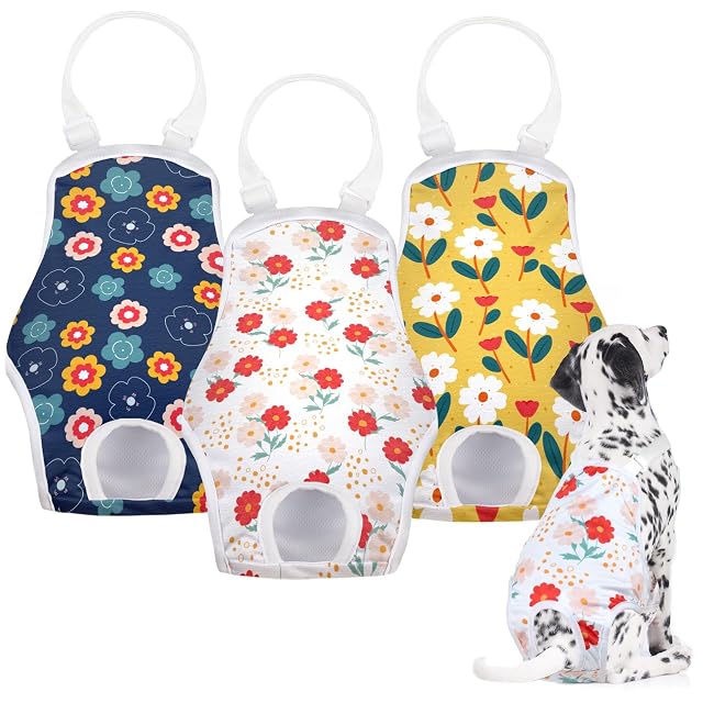 MICOOYO Bragas de Período para Perro 3 Pack, Bragas Reutilizables para Perra con Suspensorio Ajustable
