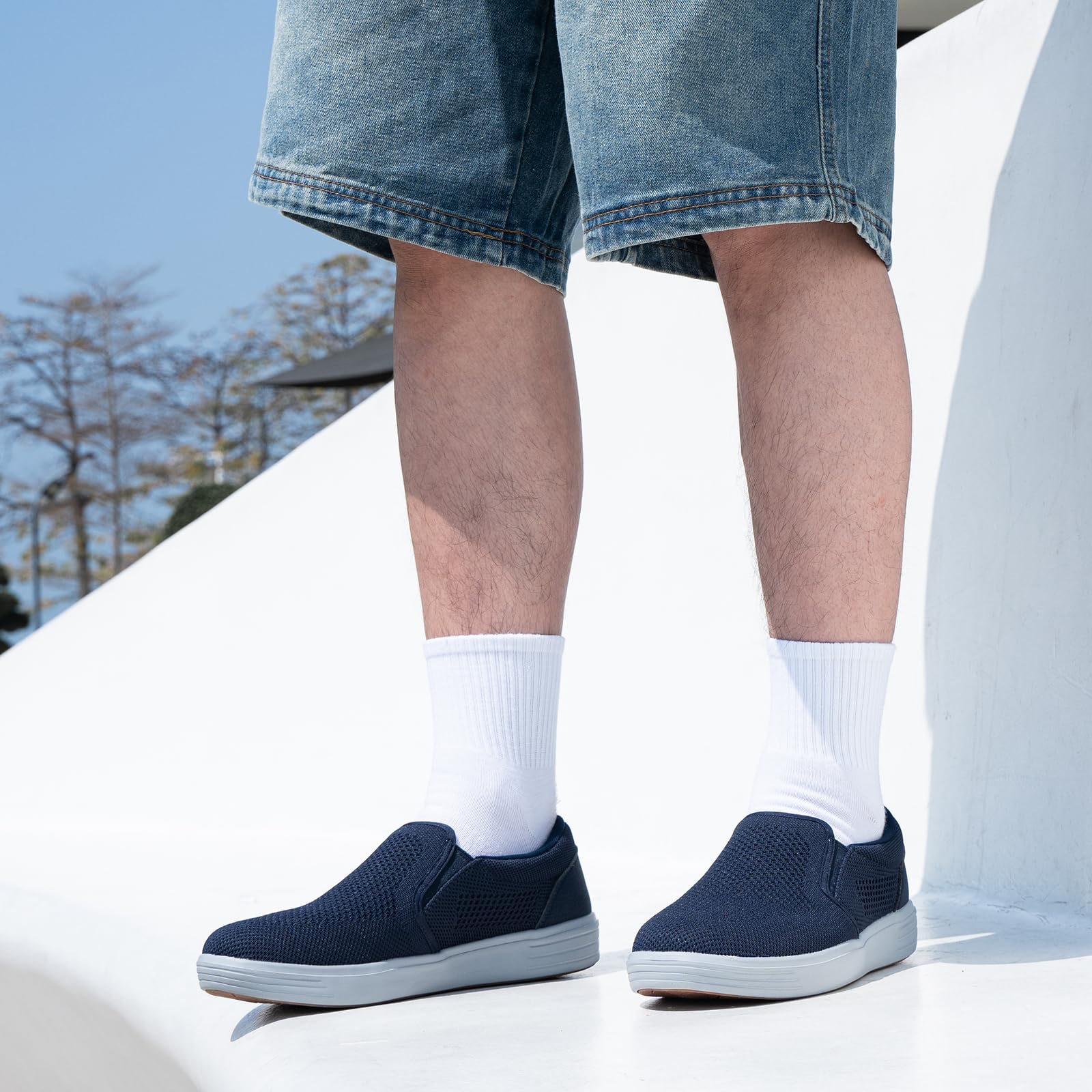 konhill Hombres Casual Transpirable Cómodo Malla Caminar Zapatos Vestido Sneaker Mocasines Slip On Zapatos Entrenadores