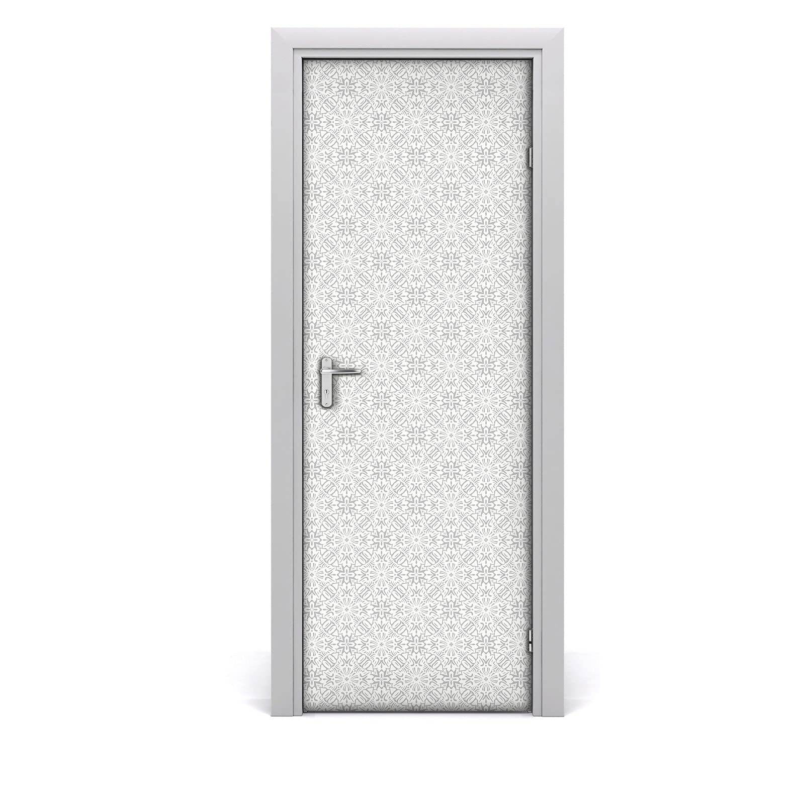 Rénover une porte abîmée avec le papier peint floral 77x200cm