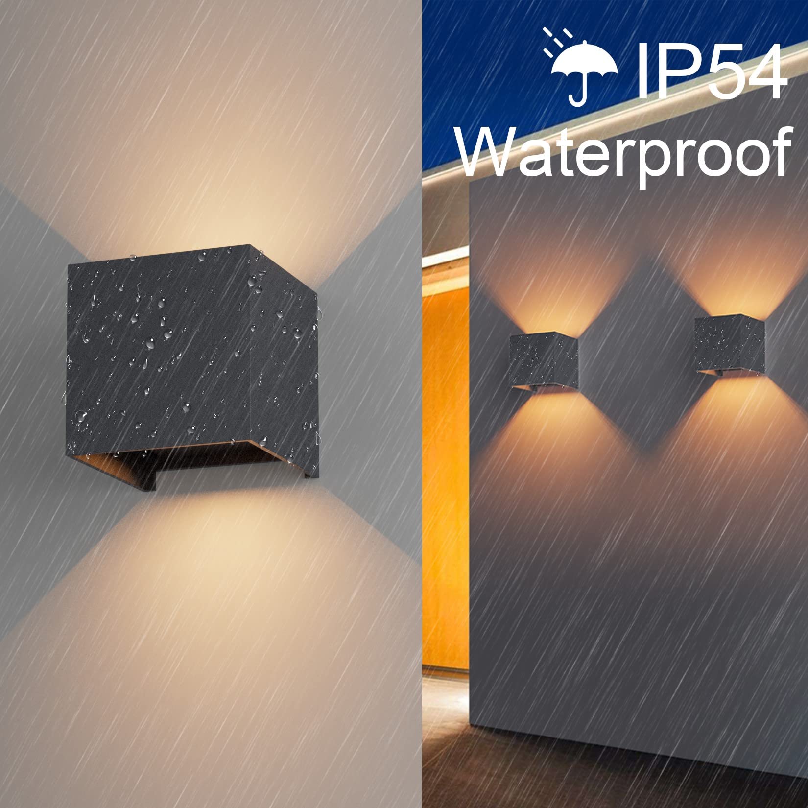 Klighten 2 Stücke Aluminium LED Wandleuchte Aussenlampe mit G9 LED Warmweiß 3000K Einstellbar Abstrahlwinkel Anthrazit