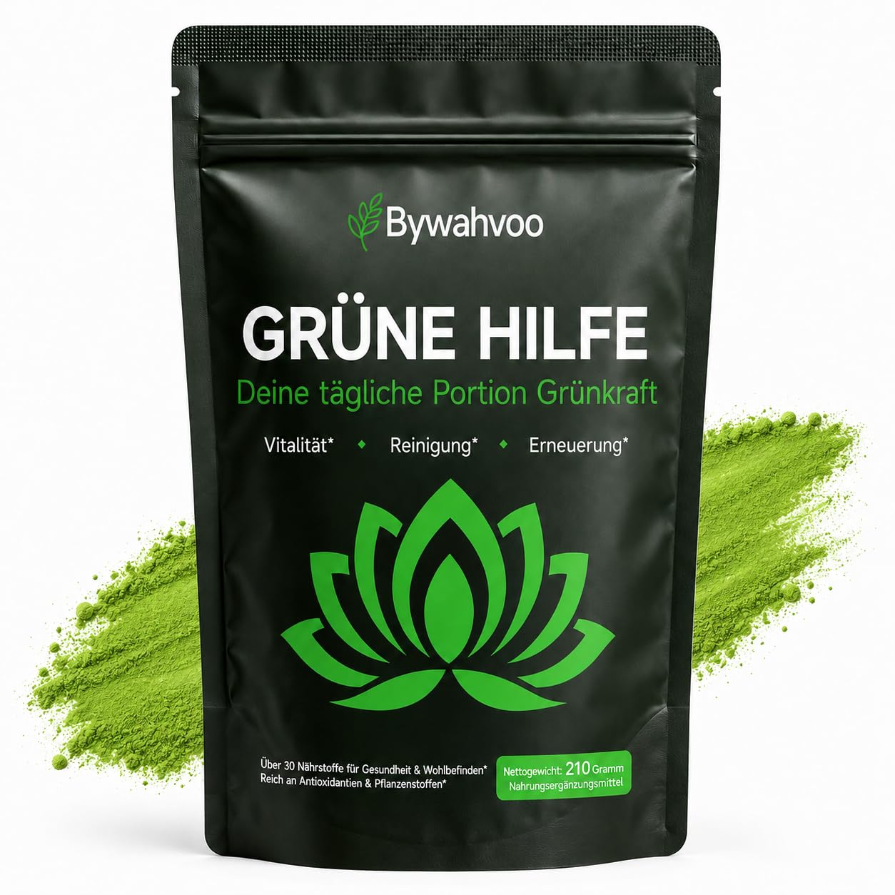 Grüne Entgiftungspulver 200g Superfood Pulver, Gerstengras, Spirulina & Heidelbeeren,Reich an Ballaststoffen & Mikronährstoffen,Vegan – Täglicher Energie Helfer