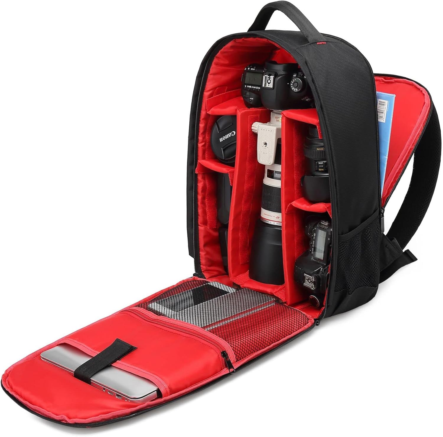 Waterproof SLR/DSLR Camera Backpack Shoulder Bag Travel Case For Canon Nikon Sony Digital Lens (Large, Red) - Image 2