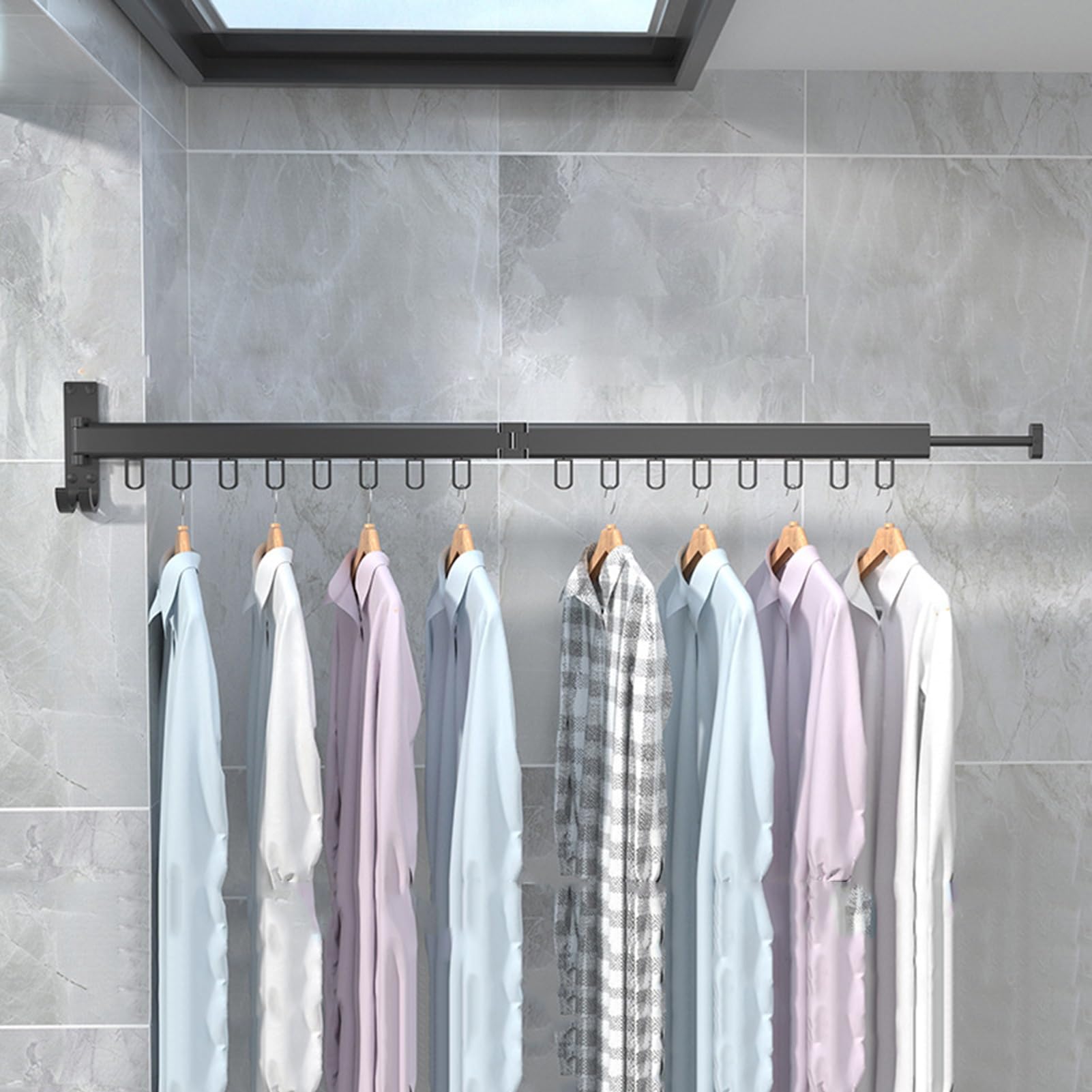 BHGFYXBS Wall Mounted Folding Clothes Drying Rack - Space Saving Retractable Design For Efficient Laundry Drying In Small Spaces,A-2 rails