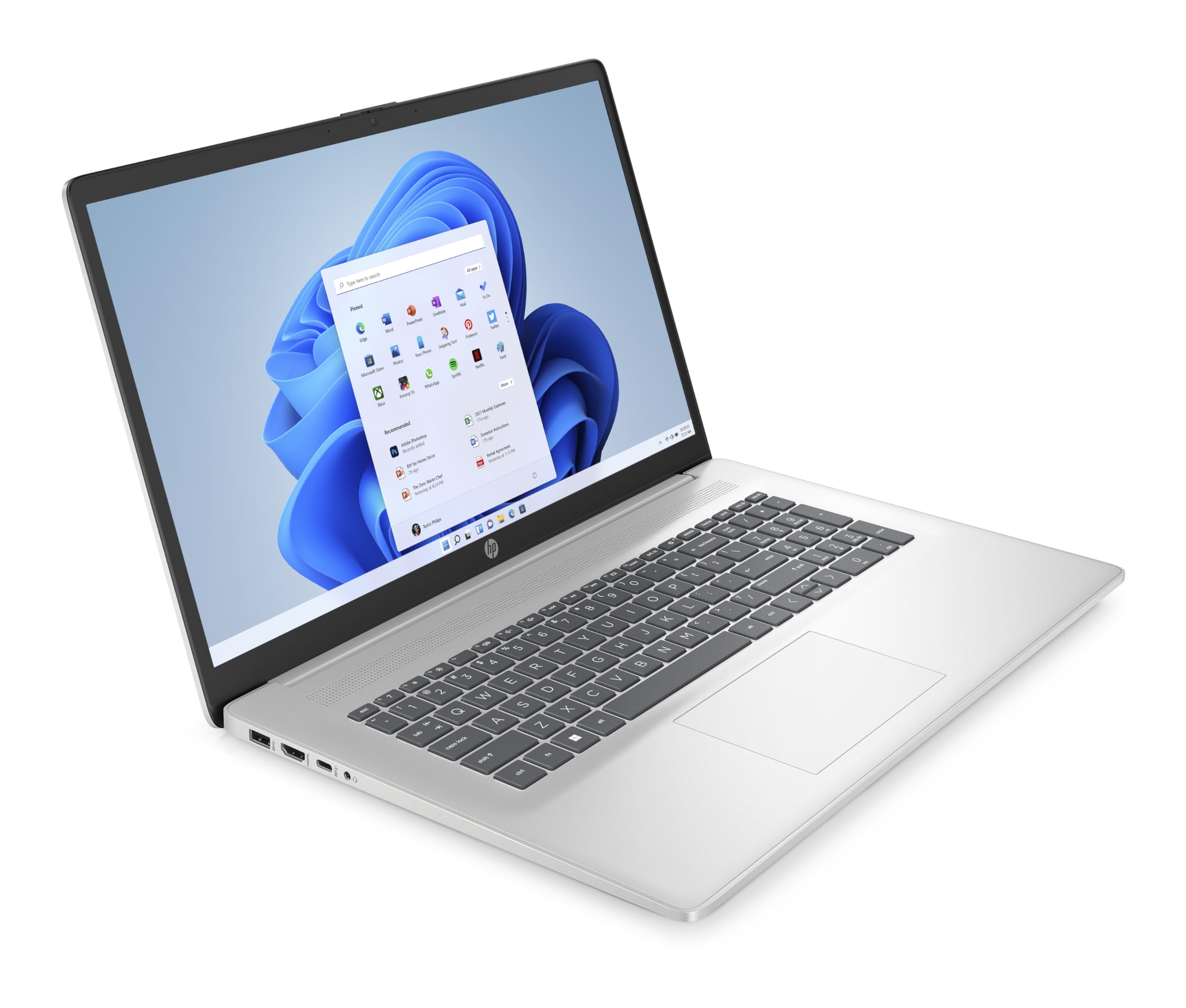 HP Laptop 17-cn0013sf, Ordinateur Portable, Intel Pentium Silver N5030, 8 Go RAM, 256 Go SSD, Intel UHD Graphics, Écran 17.3" FHD IPS, Antireflet, Windows 11, Clavier AZERTY, Argent