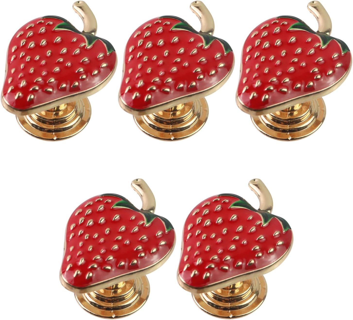 Geesatis 5 Pcs Cabinet Knobs Room Door Handles Strawberry Knobs Decorative Knobs Pulls, with Mounting Screws, Gold