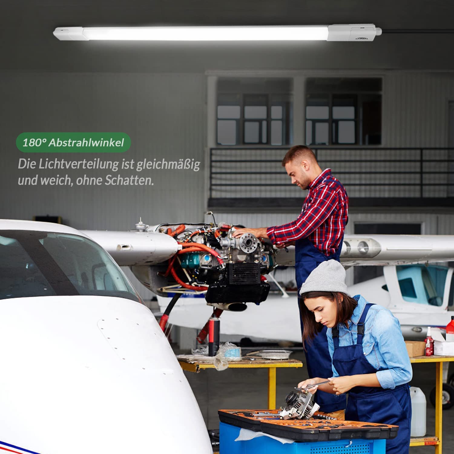 TONFFI LED Feuchtraumleuchte mit Bewegungsmelder 115CM, 36W 4100LM LED Deckenleuchte Röhre, 4000K IP65 Wasserfest Verknüpfbar Wannenleuchte Feuchtraumlampe für Garage Keller Werkstatt Bad Büro