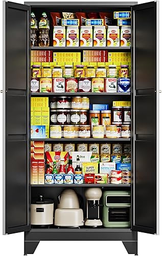 Miniatura 13 de Letaya Armarios de almacenamiento de metal para garaje con puerta con cerradura y estantes ajustables, gabinetes de herramientas de acero