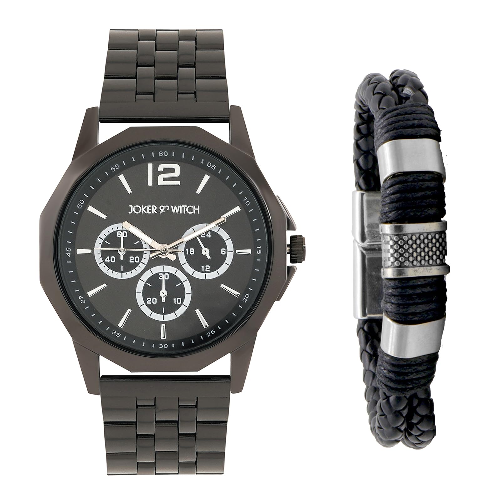 Joker & Witch Stainless Steel Men Joker&Witch Astar Analogue Watch Bracelet Stack, Black Dial, Gray Band (B0CCVW22CG) Amazon Price History, Amazon Price Tracker