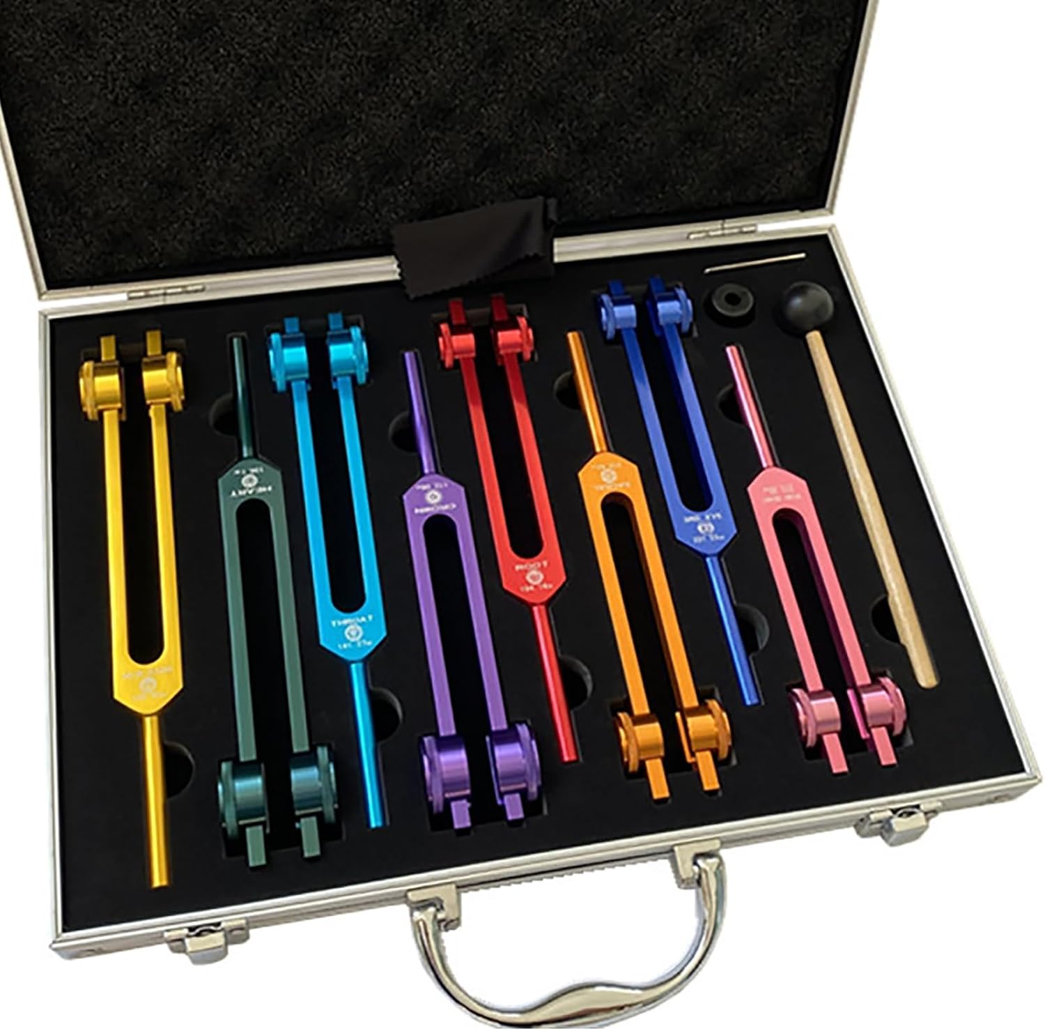 Solfeggio Tuning Fork Set, 8 Multicolour Tuning Forks, Tuning Forks Chakra Tuning Fork Set, for with Aluminum Box, for Sound Therapy, Meditation